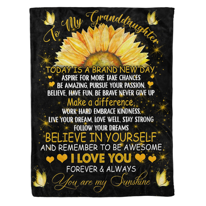Personalized Sunflower To My Granddaughter Fleece Blanket You Are My Sunshine Great Customized Blanket Gifts For Birthday Christmas Thanksgiving