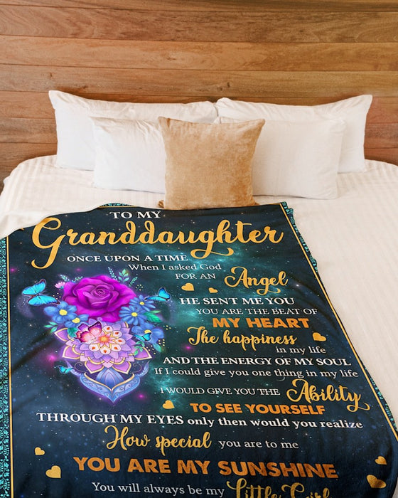 Personalized Flower To My Granddaughter Fleece Blanket From Grandma You Are My Sunshine Great Customized Blanket Gifts For Birthday Christmas Thanksgiving