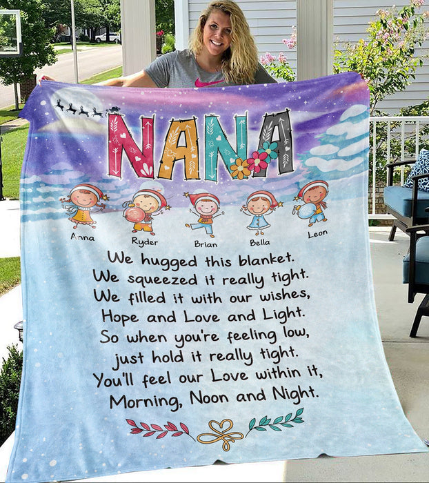 Personalized To My Nana Fleece Blanket We Filled It With Our Wishes, Hope And Love And Light Great Customized Blanket Gifts For Birthday Christmas Thanksgiving Motehr's Day