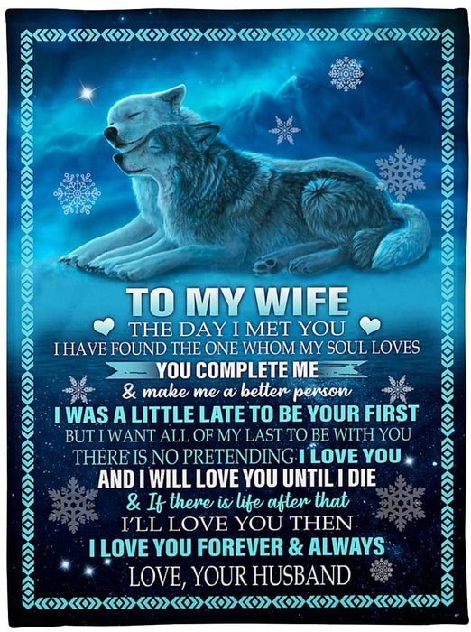 Personalized Wolf to My Wife Blanket from Husband I Love You Forever and Always Great Customized Blanket for Birthday Christmas Wedding