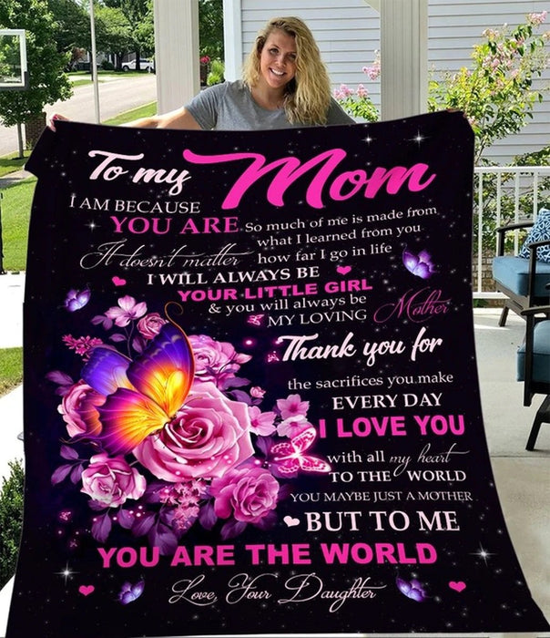Personalized Butterfly To My Mom Fleece Blanket From Daughter I Love You With All My Heart Great Customized Blanket Gifts For Birthday Christmas Thanksgiving