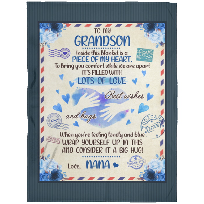Personalized Airmail To My Grandson From Nana Bring You Comfort When We Are Apart Fleece Blanket Great Customized Gifts For Birthday Christmas Thanksgiving
