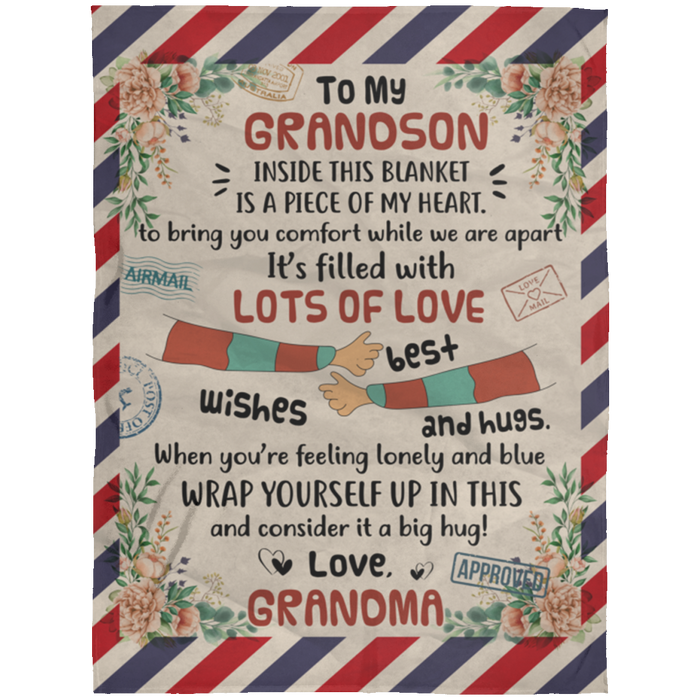 Personalized Airmail To My Grandson From Grandma Wrap Yourself Up In This Fleece Blanket Great Customized Gifts For Birthday Christmas Thanksgiving