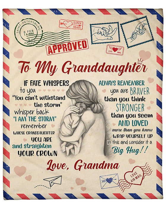 Personalized Airmail To My Granddaughter From Grandma If Fate Whispers To You Fleece Blanket Great Customized Gifts For Birthday Christmas Thanksgiving