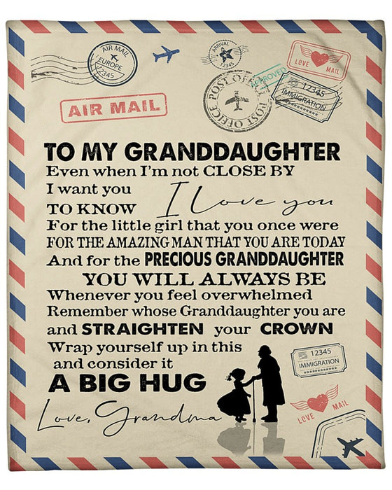 Personalized Airmail To My Granddaughter From Grandma I Love You Fleece Blanket Great Customized Gifts For Birthday Christmas Thanksgiving