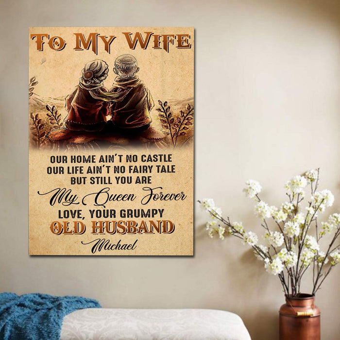 Personalized To My Wife Our Home Ain't No Castle Canvas Wall Art Canvas 0.75 Inch Frame Canvas Art To My Wife Gifts For Christmas, Birthday, Valentine's Day Thanksgiving Canvas Home Decor