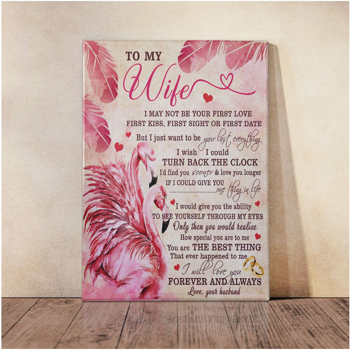 Personalized To My Wife Flamingo I Wish I Could Turn Back The Clock I'd Find You Sooner And Love You Longer Canvas Wall Art Canvas 0.75 Inch Frame Canvas Art To My Wife Gifts For Christmas, Birthday, Valentine's Day Thanksgiving Canvas Home Decor