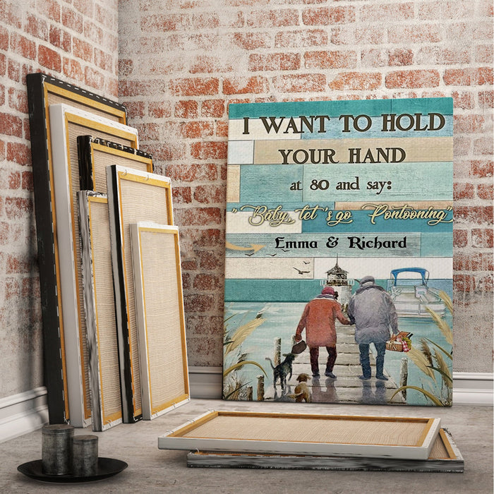 Personalized Pontooning I Want To Hold Your Hand Canvas Wall Art Canvas 0.75 Inch Frame Canvas Art To My Wife Gifts For Christmas, Birthday, Valentine's Day Thanksgiving Canvas Home Decor