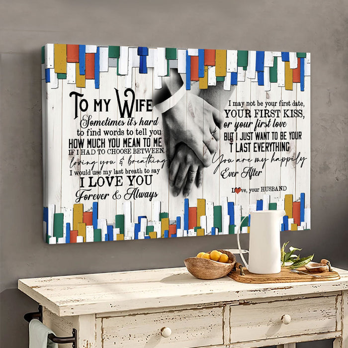 Personalized To My Wife Sometime It's Hard To Find Words Canvas Wall Art 0.75 Inch Frame Canvas Art To My Wife Dolphin Lover Gifts For Christmas, Birthday, Valentine's Day Thanksgiving Canvas Home Decor