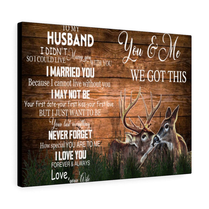 Personalized Deer Hunting To My Husband I Love You Forever Canvas Wall Art 0.75 Inch Frame Canvas Art To My Wife Gifts For Christmas, Birthday, Valentine's Day Thanksgiving Canvas Home Decor