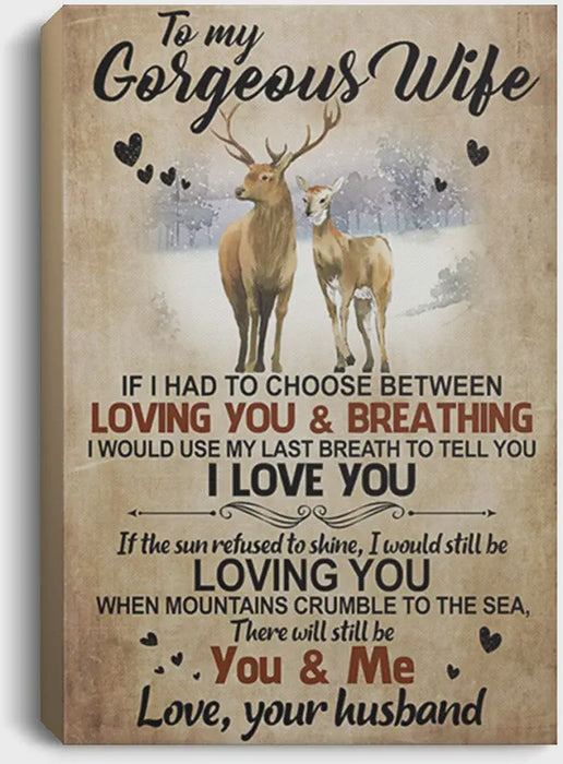 Personalized This Year To My Wife Deer Inspiration Canvas Wall Art I Would Use My Last Breathing To Tell I Love You Canvas Wall Art 0.75 Inch Frame Canvas Art To My Wife Gifts For Christmas, Birthday, Valentine's Day Thanksgiving Canvas Home Decor