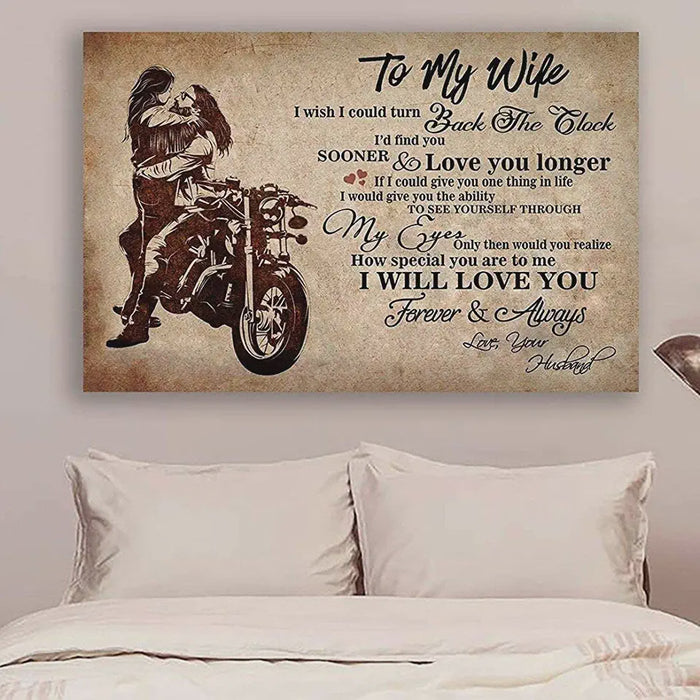Personalized To My Wife I Wish I Could Turn Quotes Biker Canvas, To My Wife Canvas Wall Art 0.75 Inch Frame Canvas Art To My Wife Gifts For Christmas, Birthday, Valentine's Day Thanksgiving Canvas Home Decor