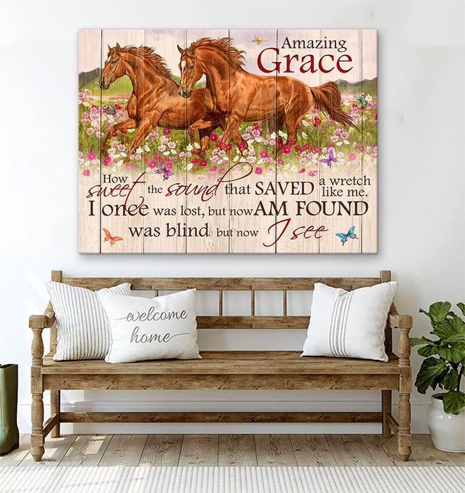 Horse – Amazing Grace Horse Lover 0.75 Inch Framed Canvas Art Gifts For Birthday, Christmas, Home Decor
