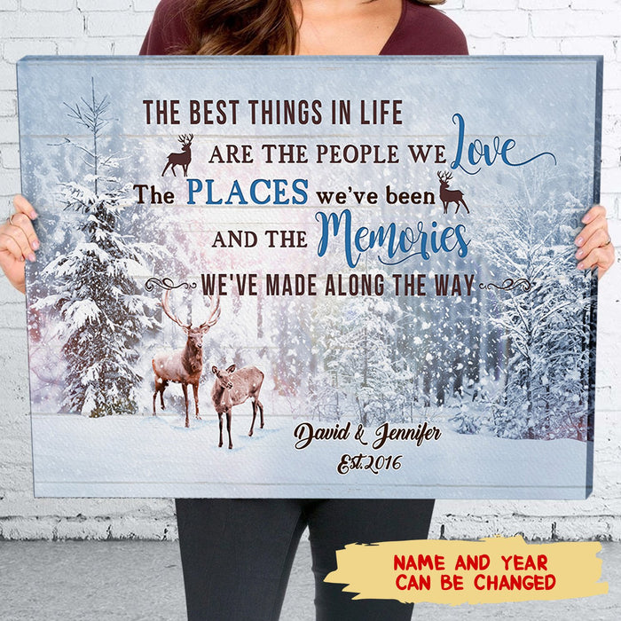 Personalized Deer To My Family The Best Things In Life Deer Lover0.75 Inch Framed Canvas Art Gifts For Birthday, Christmas, Home Decor