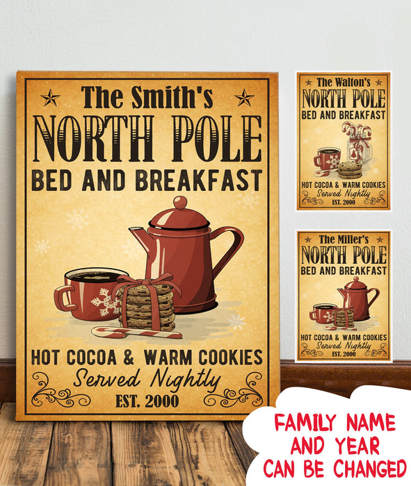 Personalized Hot Cocoa North Pole Bed And Breakfast 0.75 Inch Framed Canvas Art Gifts For Birthday, Christmas, Home Decor