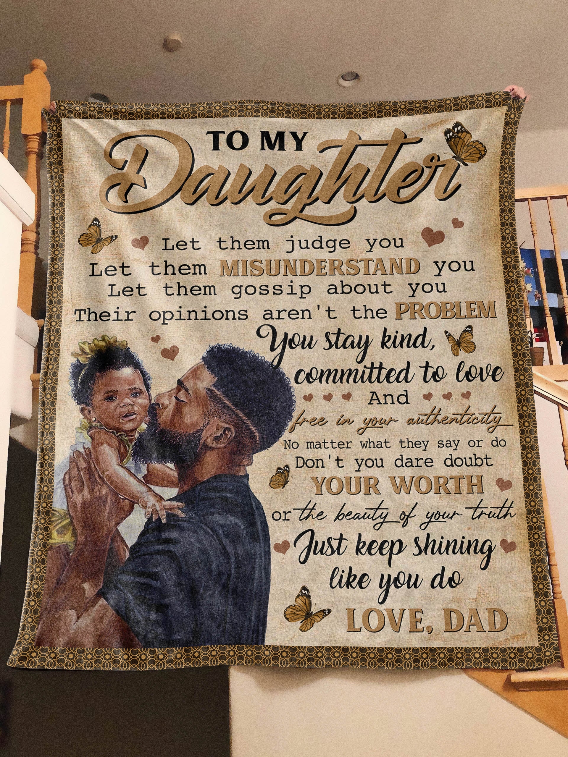 Mt To My Daughter African American Personalized Fleece Blanket