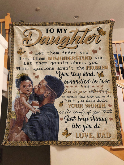 [Mt] To My Daughter - African American Personalized Fleece Blanket
