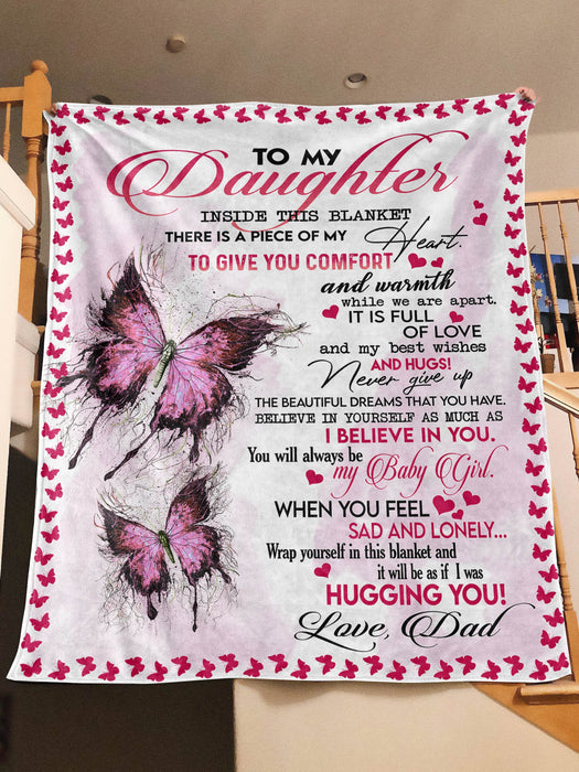 [Ta] To My Daughter - Butterfly Personalized Fleece Blanket