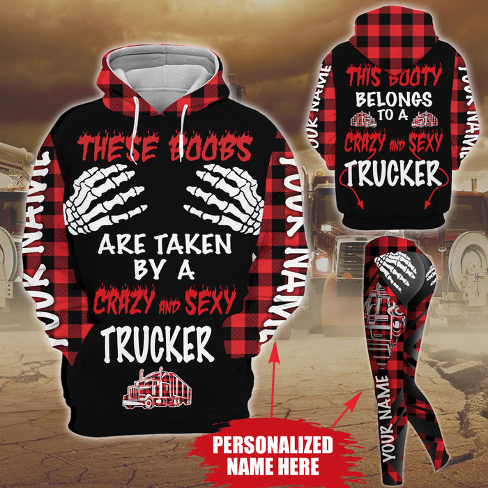 Qd - Personalized -  This Booty Belongs To A Grumpy Old Trucker Hoodie Legging