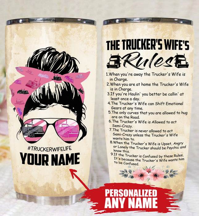 Qd - Personalized - Trucker's Wife's Rules Tumbler