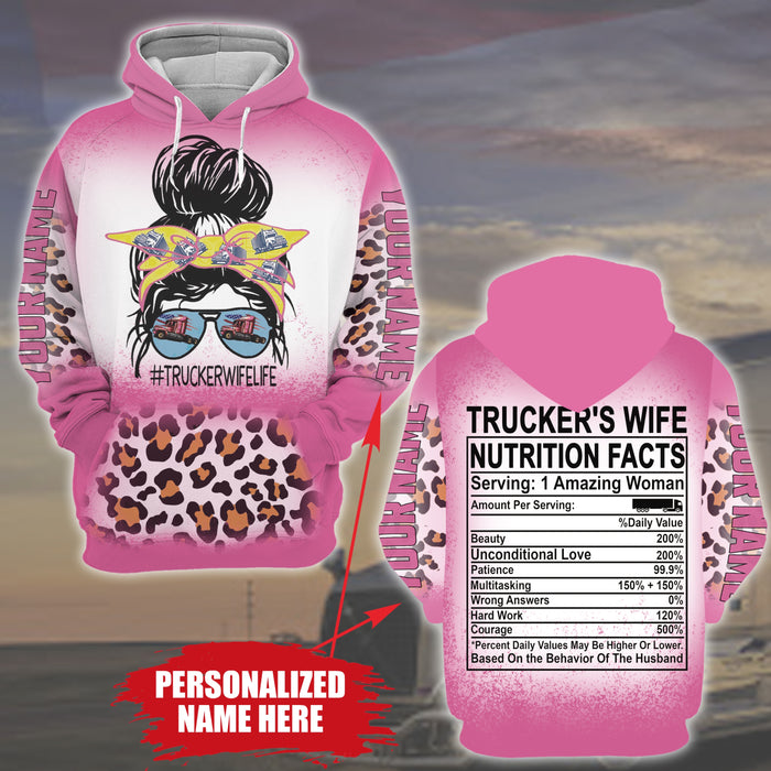 Trucker - Personalized - Trucker's Wife Bleached Hoodie