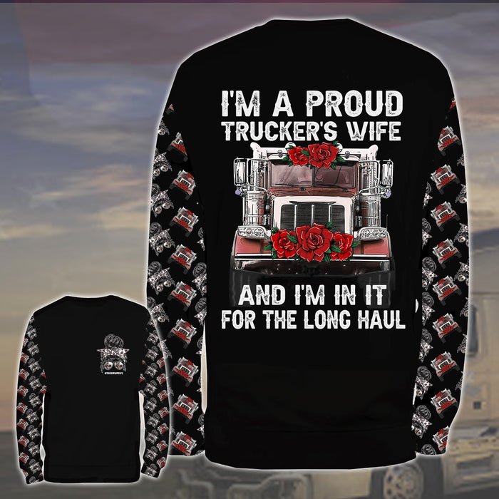 Trucker - I'm A Proud Trucker's Wife And I'm In It For The Long Haul Hoodie Legging