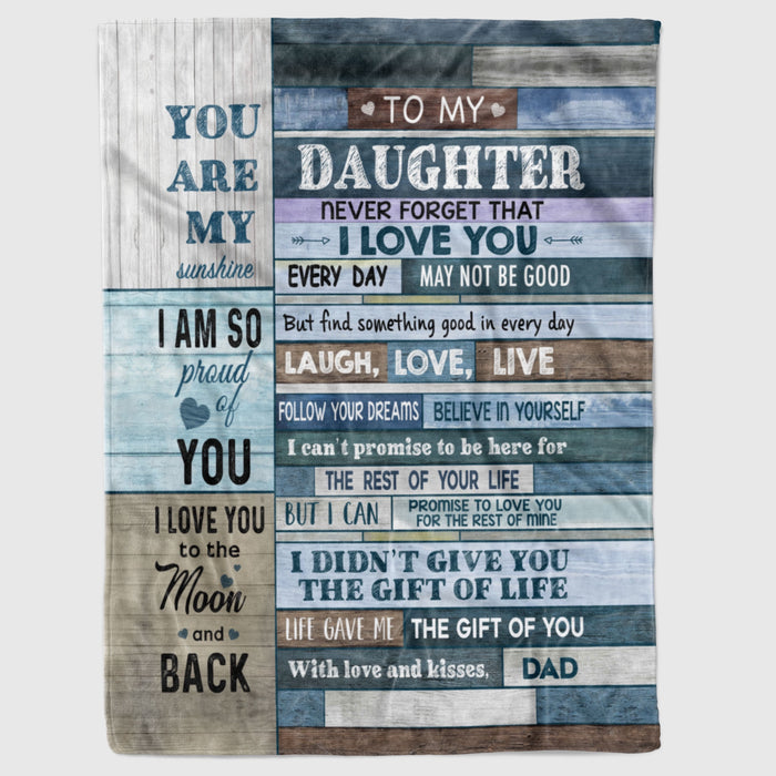 Personalized To My Daughter Blanket, I Love You To The Moon And Back Blanket, Gift For Daughter Fleece Blanket