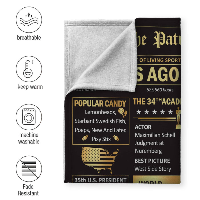 60 Years Old Back In 1962 Blanket, 60th Birthday Gifts For Men Women, Birthday Blanket For Men Woman Mom Dad, Birthday Blanket