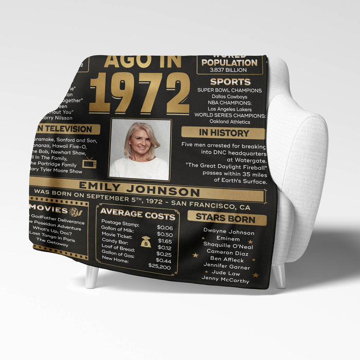 Custom Back In 1972 Blanket, Birthday Gifts For Women For Men, 50th Birthday Gifts For Women, Dad Birthday Gift