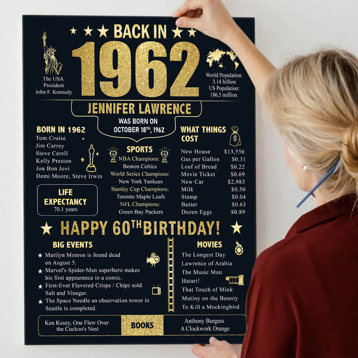 Custom Back In 1962 Canvas Poster, Birthday Gifts For Women, 60th Birthday Gifts For Women