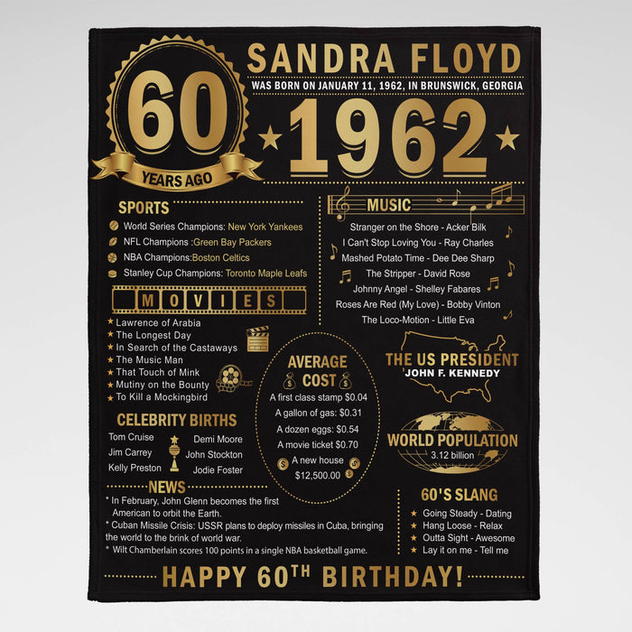 Personalized Back In 1972 Blanket, 50th Birthday Gifts For Women For Men, Birthday Blanket