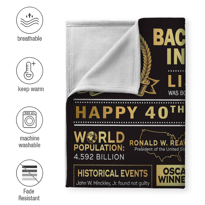 Personalized Back In 1982 Birthday Blanket, 40th Birthday Gifts Women And Men