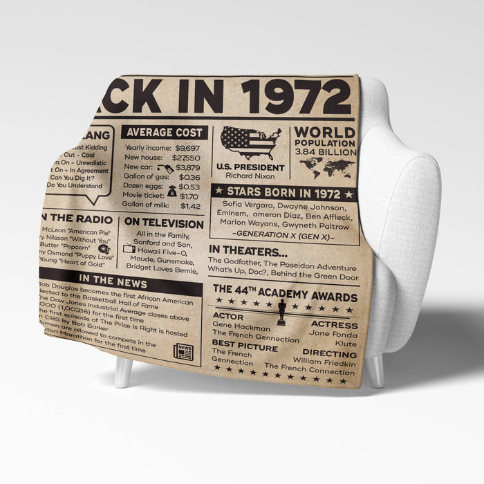 50 Years Old Back In 1972 Blanket, 50th Birthday Gifts For Men Women, Birthday Blanket For Men Woman, Birthday Blanket