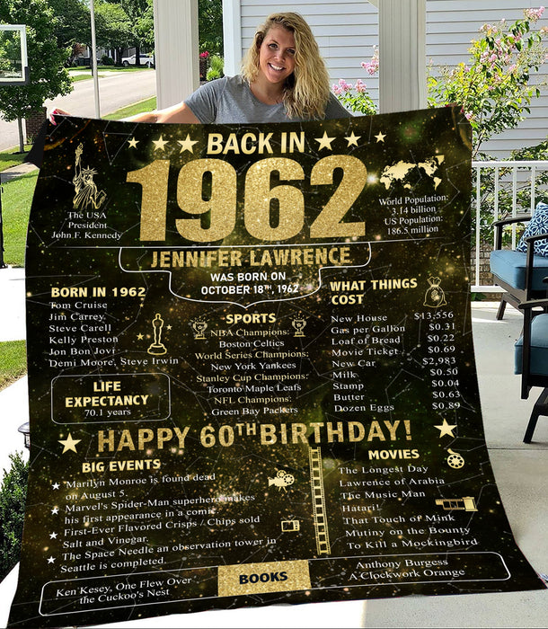 Custom Starmap Back In 1962 Blanket, Happy 60th Birthday Gifts For Women, 60th Birthday Decoration Gifts For Women, Birthday Gifts For Mom For Dad