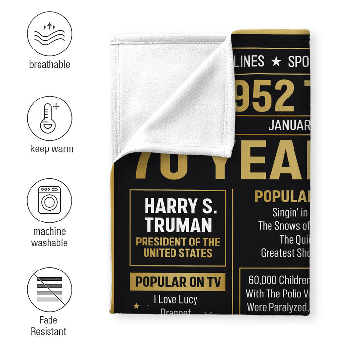 70 Years Old Birthday Blanket, 70th Birthday Decorations, Birthday Gifts For Women For Men