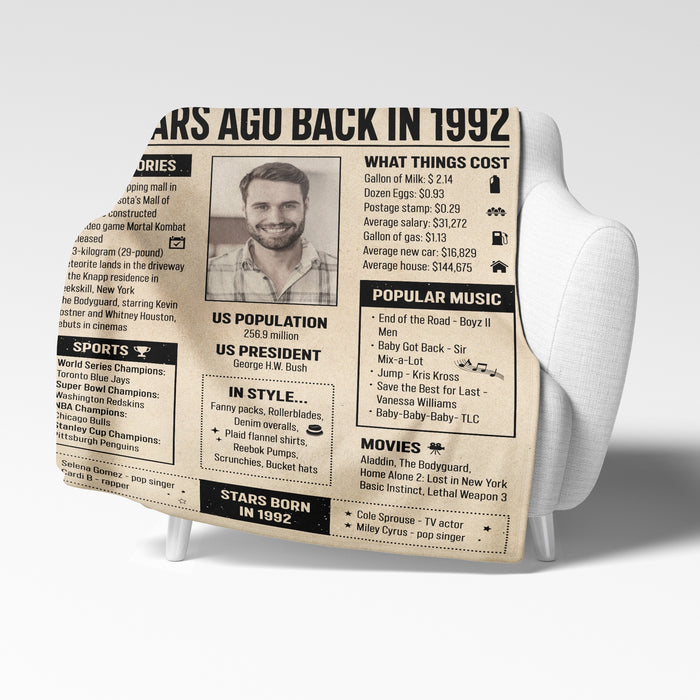 30 Years Old Back In 1992 Blanket, 30th Birthday Gifts For Men Women, Birthday Blanket For Men Woman, Birthday Blanket