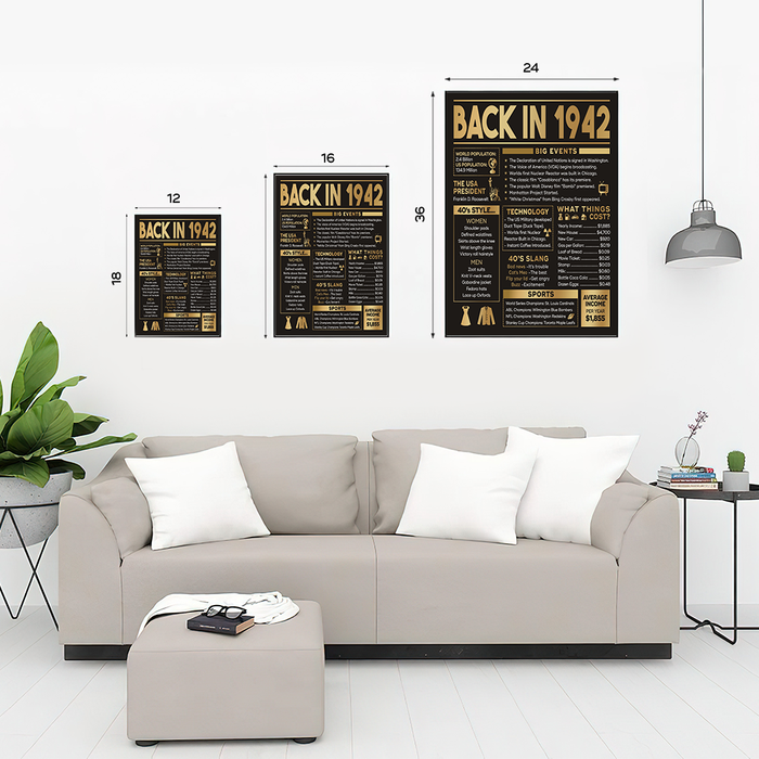 Back In 1942 Poster Canvas, 80th Birthday Gifts For Women For Men, 80th Birthday Decorations