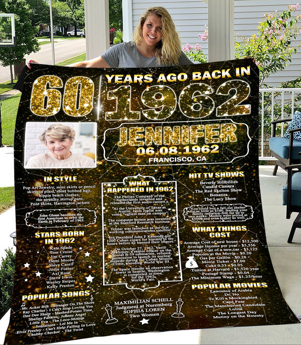 Personalized Happy 60th Birthday Starmap Blanket,  Back In 1962 Birthday Starmap Blanket Decoration, Birthday Gifts For Women