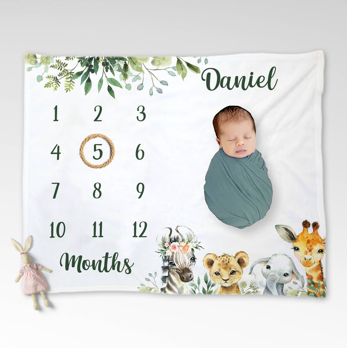 Custom Baby Monthly Milestone Blanket, Baby Photo Blanket For Newborn, Birthday Gifts For Baby Boy Girl, Baby Birthday Blanket
