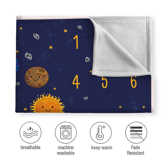 Personalized Solar System Baby Monthly Milestone Blanket, Newborn Monthly Gifts For Boys Or Girls