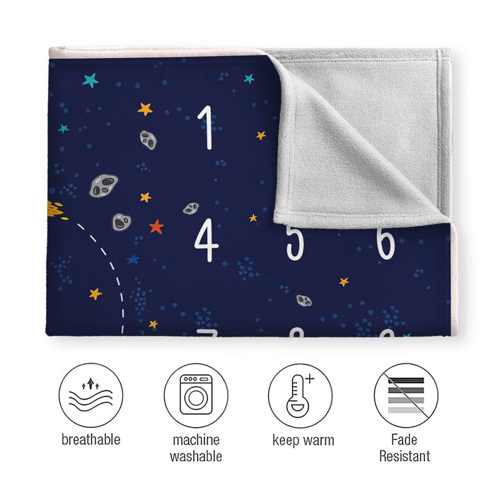 Personalized Earth Universe Baby Monthly Milestone Blanket, Newborn Monthly Gifts For Boys Or Girls
