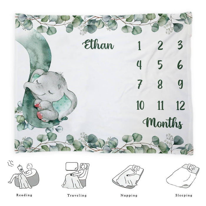 Custom Baby Monthly Milestone Blanket, Baby Calendar Blanket, Baby Shower Gifts, Birthday Gifts For Baby
