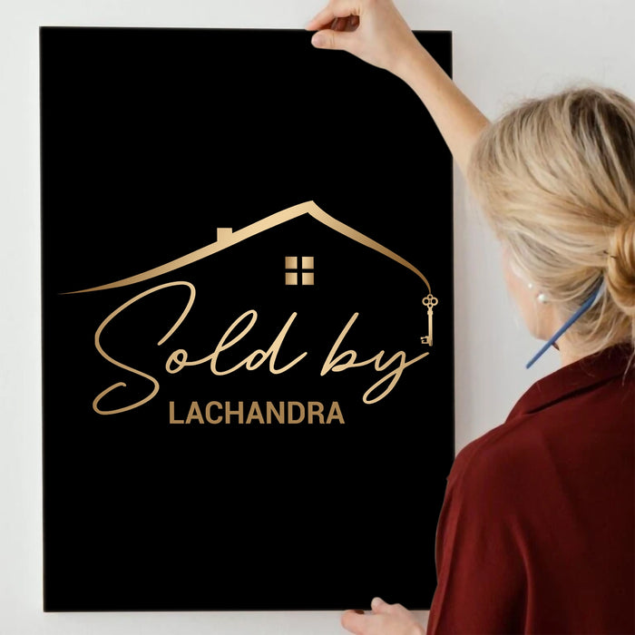 Personalized This House Sold By Poster Canvas, Ladies Realtor Wall Hanging Decoration Gifts, Realtor Real Estate Agent Gifts For Women