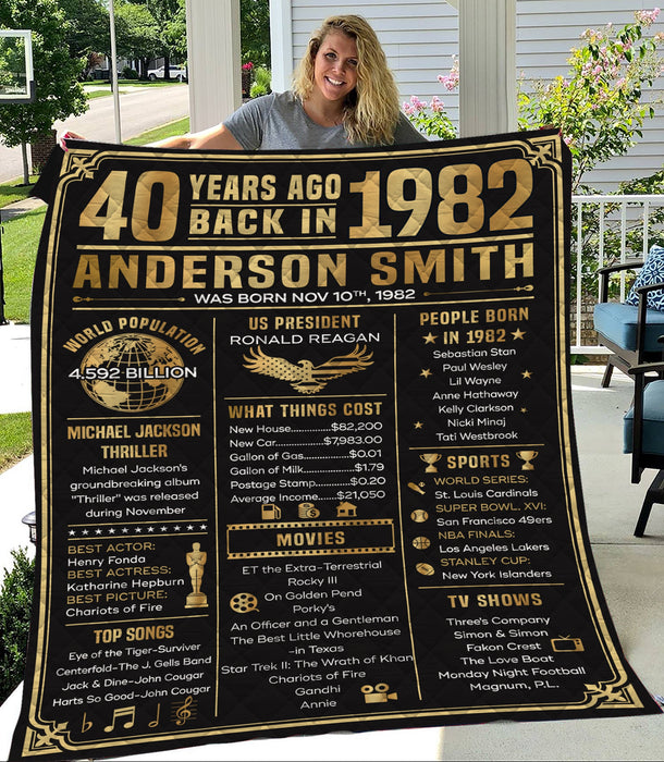Personalized 40 Years Old Back In 1982 Birthday Blanket, 40th Birthday Decoration Gifts, 40th Birthday Gifts For Women For Men