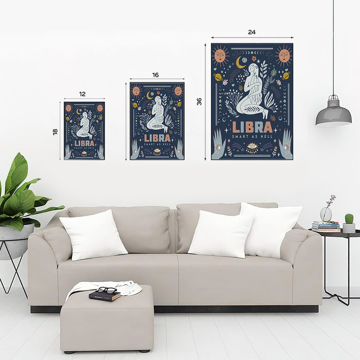 Libra Smart As Hell Birthday Poster Canvas, Birthday Decorations, Birthday Gifts For Women, Libra Gifts, Zodiac Gifts, Astrology Zodiac