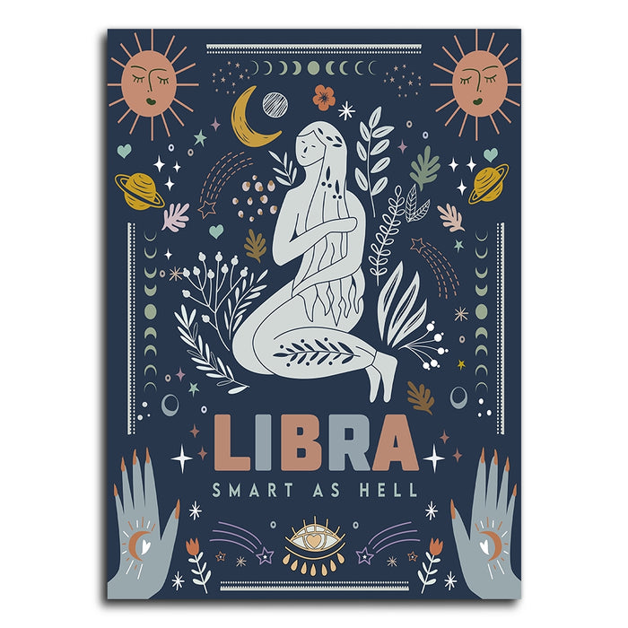 Libra Smart As Hell Birthday Poster Canvas, Birthday Decorations, Birthday Gifts For Women, Libra Gifts, Zodiac Gifts, Astrology Zodiac