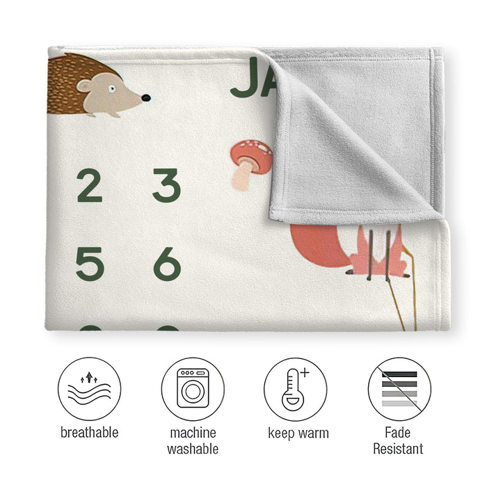 Custom Baby Twin Milestone Blanket, Woodland Baby Twin Milestone Blanket, Baby Age Blanket, Baby Birthday Blanket, Birthday Gifts For Twins, Baby Calendar Blanket