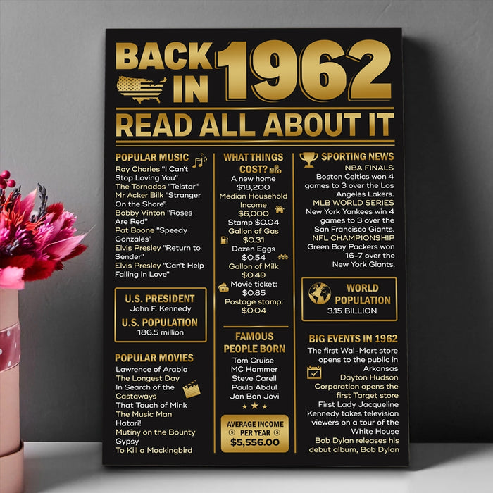 Back In 1962 Poster, 60th Birthday Gifts For Women, Birthday Gifts For Women, 60th Birthday Decorations Women