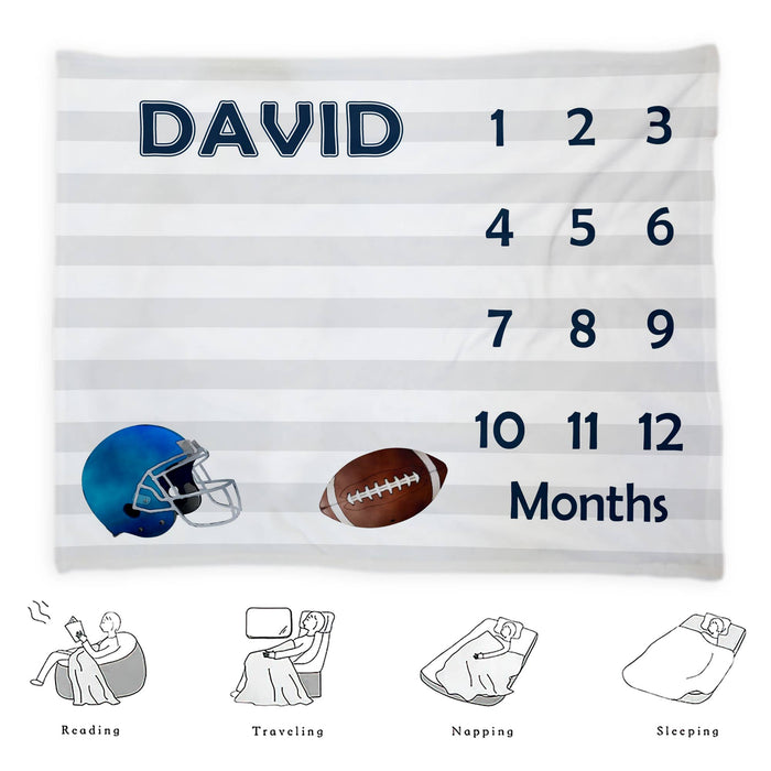Personalized Baby Monthly Milestone Blanket, Gifts For New Mom, Baby Sports Nursery Blanket, Baseball Blanket For Newborn