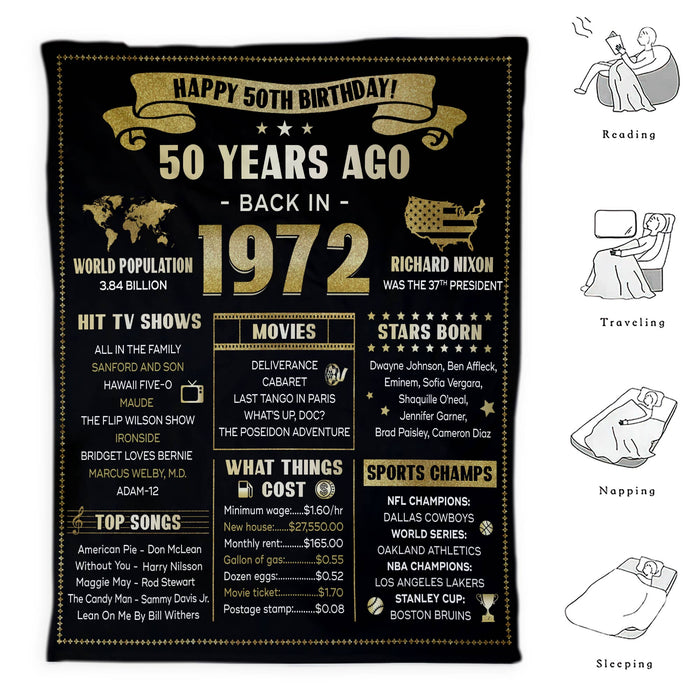 50th Birthday Celebration Blanket, Happy 50th Birthday, 50th Birthday Gifts For Women For Men,